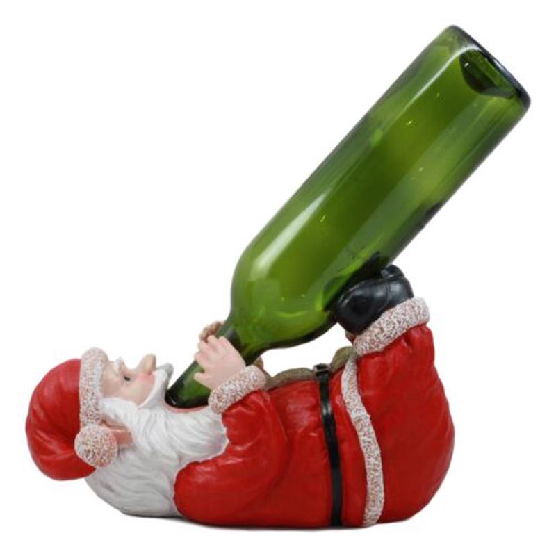 Merry Christmas Festive Season Drinking Mr Santa Claus Wine Bottle Holder Statue