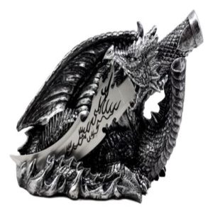 Mythical Flame Fury Of The Bahamut Dragon Letter Opener Dagger With Base Statue