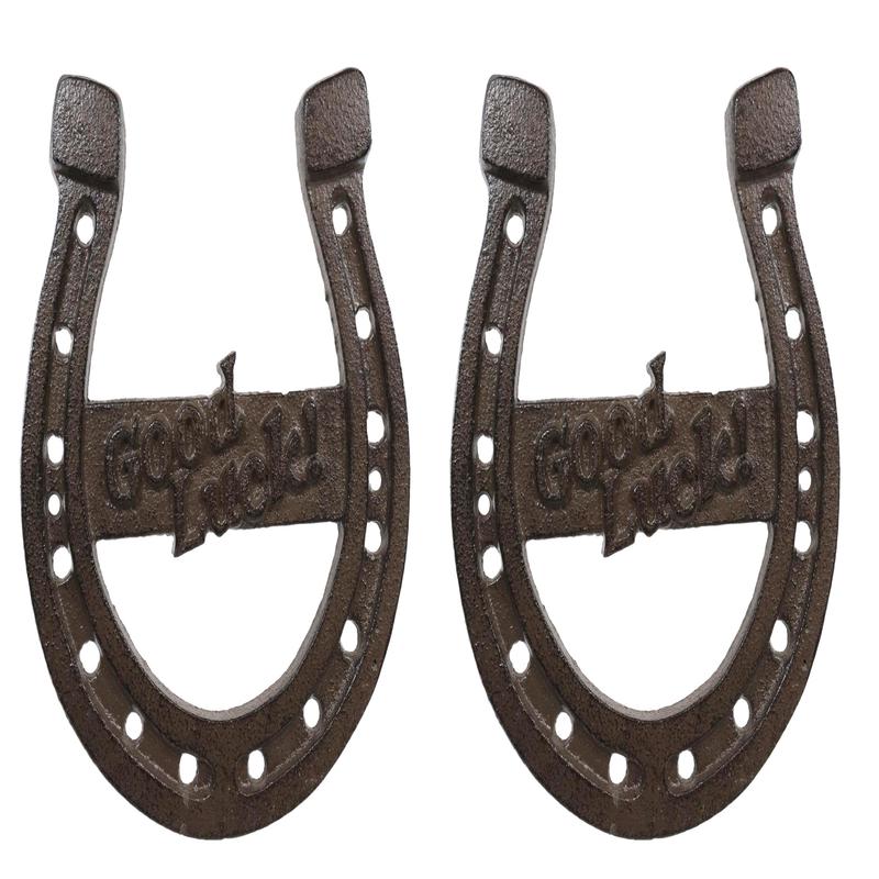 Pack Of 2 Rustic Western Cast Iron Horseshoe Good Luck Sign Wall Decor Plaque