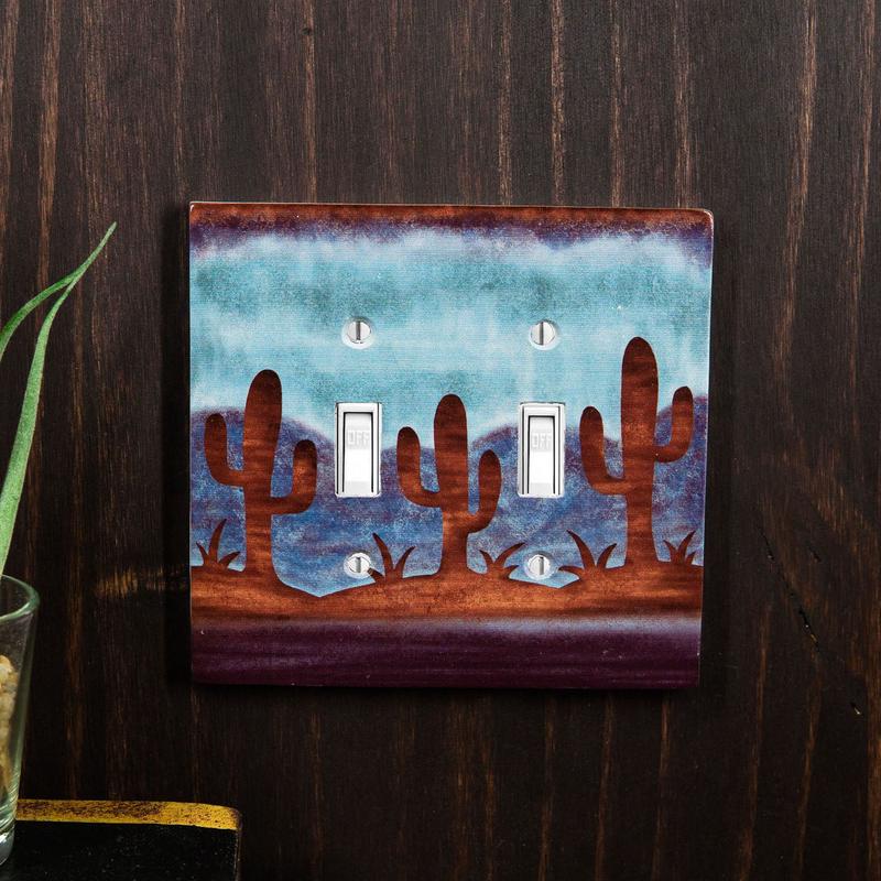 Pack of 2 Southwestern Desert Cactus Double Toggle Switch Wall Electrical Plate