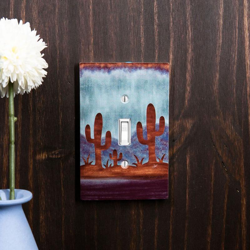 Pack of 2 Southwestern Desert Cactus Single Toggle Switch Wall Electrical Plate