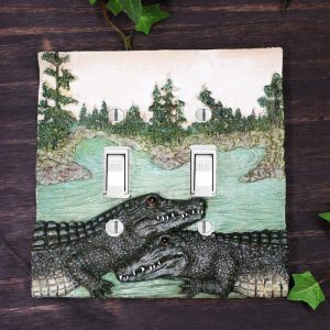 Pack of 2 Wildlife Bayou Swamp Alligator Double Toggle Switch Wall Outlet Plate