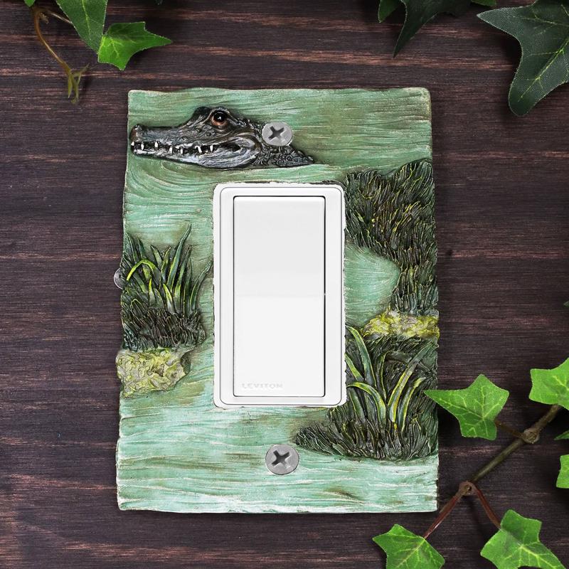 Pack of 2 Wildlife Bayou Swamp Alligator Single Gang Rocker Switch Wall Plate