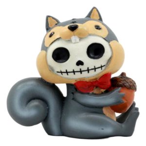 Larger Furrybones Nibbles The Squirrel With Acorn Figurine 4"H Hooded Skeleton