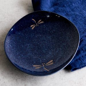 Pack Of 6 Made In Japan Blue Tombo Dragonfly Small Appetizer Salad Coupe Plate