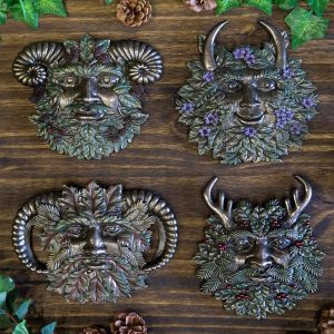 Ebros Greenman Horned God Four Seasons Of The Year Set Winter Spring Summer Fall