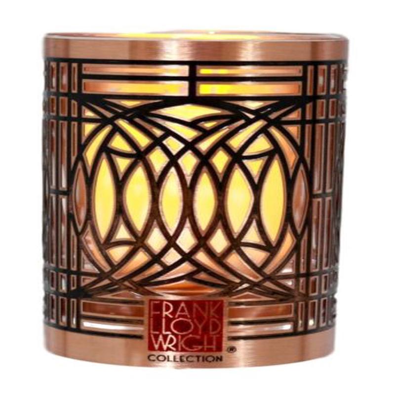 Frank Lloyd Wright George Blossom House Art Glass Brass Votive Candle Holder