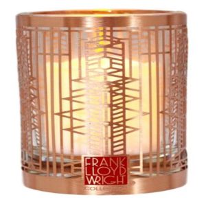 Frank Lloyd Wright Robie House Art Glass Window No 51 Brass Votive Candle Holder