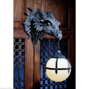 Large Sculptural Shadow Basilisk Dragon Wall Sconce Electrical Cord Ball Lamp