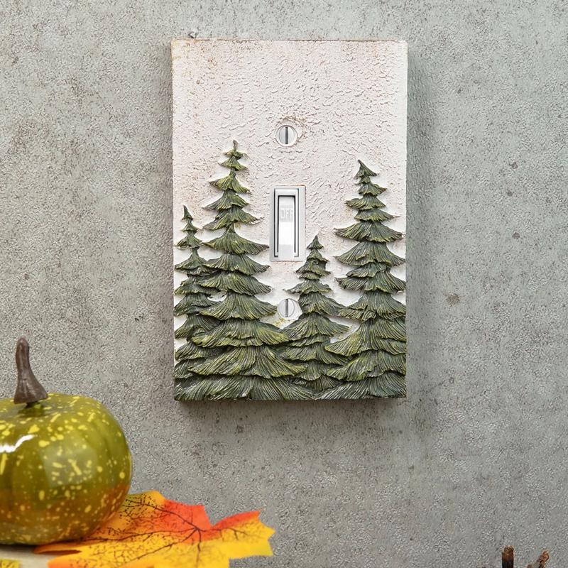 Rustic Evergreen Pine Trees Forest Wall Cover Plate 2-Pack Single Toggle Switch