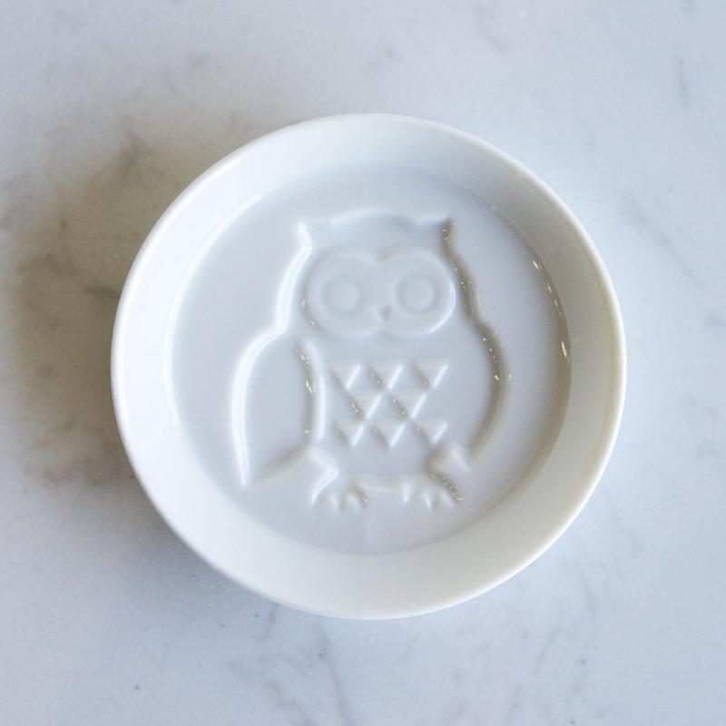 Set Of 6 Japanese White Porcelain Owl Small Dipping Sauce Condiment Dishes Bowls