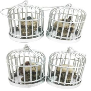 Skull Caged Human Warrior Tattoo Skulls Skeleton Figurine Miniature Set Ornament