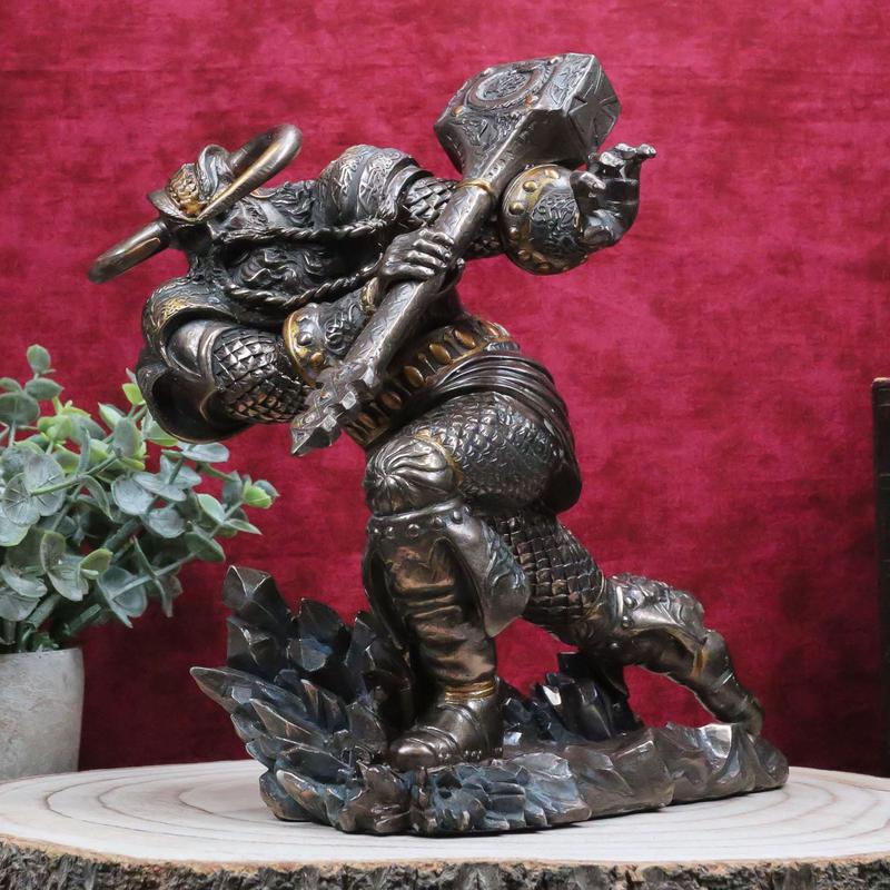 Asgard God Of Thunder Thor Wielding Mjolnir Hammer Figurine Charging Thor Statue