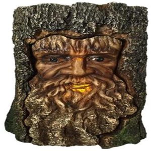 Celtic Pagan Rebirth Deity Greenman In Carved Bark Look LED Night Light Figurine