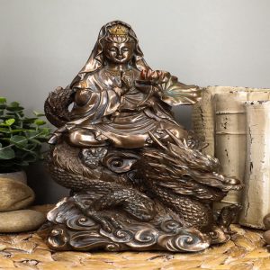Ebros Avalokitevara Meditating Buddha Kwan Yin Kuan Yin On Dragon Statue 11"H