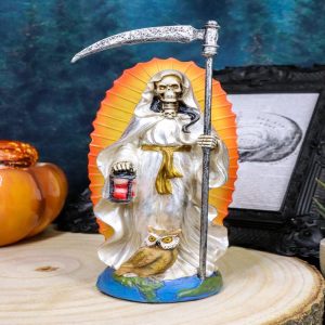 Ebros Day of The Dead Holy Death Santa Muerte In White Tunic Robe Figurine Bone Mother