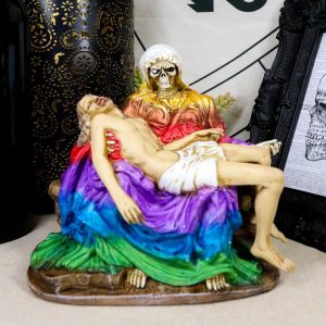 Ebros Santa Muerte Piadosa In Rainbow Robe Statue La Pieta Of The Most Holy Death
