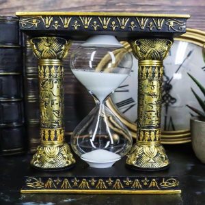 Egyptian Gods Eye Of Horus And Ankh Hieroglyphic Column Sand Timer Statue Decor