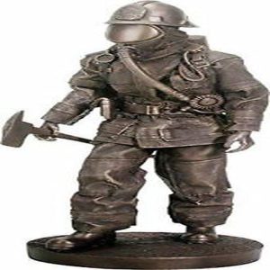 Fireman Heroic Firefighter in Full Turnout Gear Carrying Axe Figurine 12.25"H