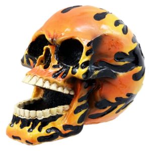 Hot Rod Skull Figurine Biker Hell Spawn Inferno Flame Day Of The Dead Statue