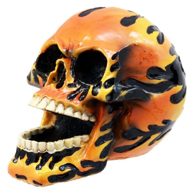 Hot Rod Skull Figurine Biker Hell Spawn Inferno Flame Day Of The Dead Statue