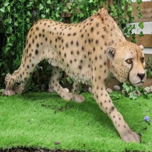 Large 49" Long Lifelike Safari Lightning Predator Prowling Cheetah Statue Decor