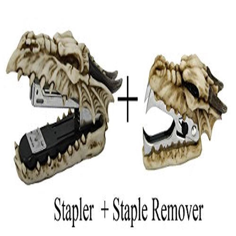 Novelty Skull Dragon Stapler and Stapler Remover Office Desktop Stationery Set