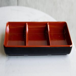 Pack Of 6 Melamine 3 Partition Condiments BBQ Oil Soy Sauce Dipping Bowls Dishes