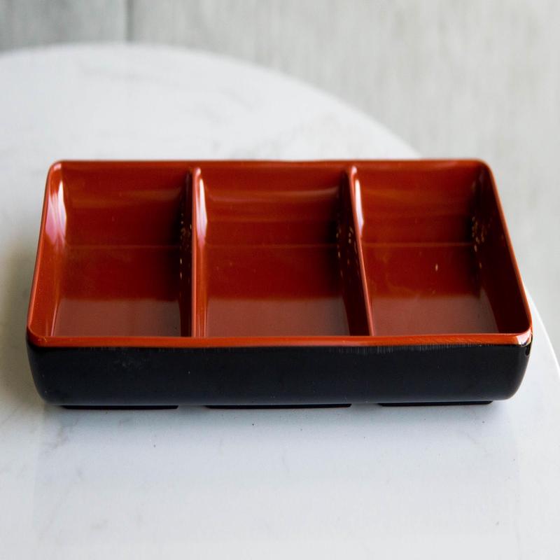 Pack Of 6 Melamine 3 Partition Condiments BBQ Oil Soy Sauce Dipping Bowls Dishes