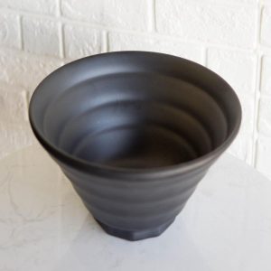 Pack Of 6 Modern Black Matte Melamine Large Soup Salad Pasta Ridged Bowls 62oz