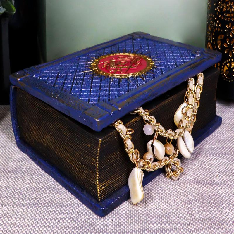 Small Blue Masonic Secret Book Box Freemasonry Square and Compasses Stonemasons