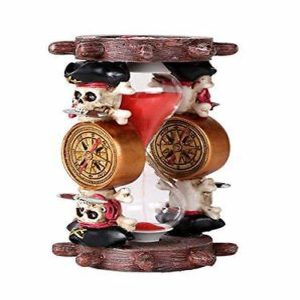 Treasure Pirate Compass Ship & Wheel Sand Timer Hourglass Decor Statue