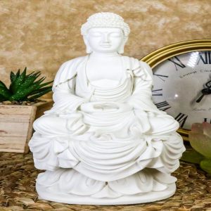 Eastern Enlightenment Meditating Buddha Amitabha Statue 7.25"H Home Altar Zen