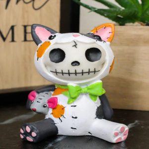 Ebros Furrybones Stitched Doll Calico Cat Skeleton Figurine 3"H Cat Mao Mao