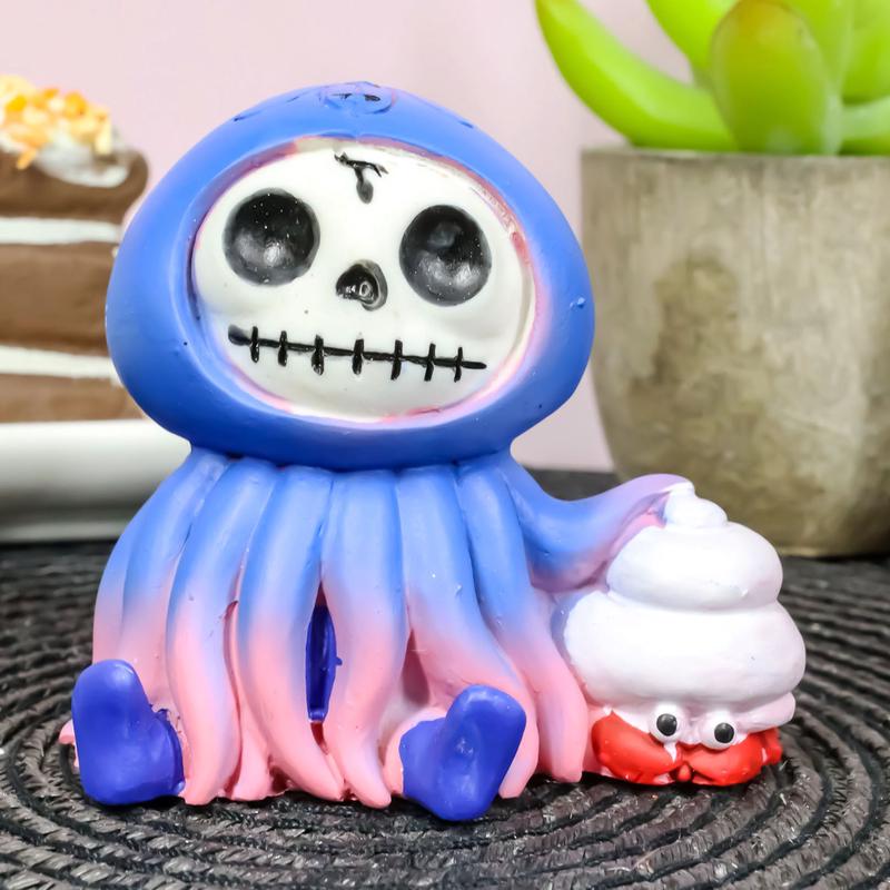 Ebros Jelly Furrybones Figurine 3"L Jellyfish With White Hermit Crab Skeleton
