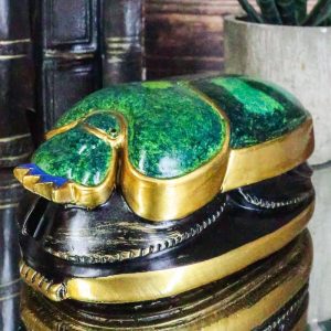 Egyptian Scarab Oracle Amulet 4" Long Symbol of Rebirth Green Scarab Figurine