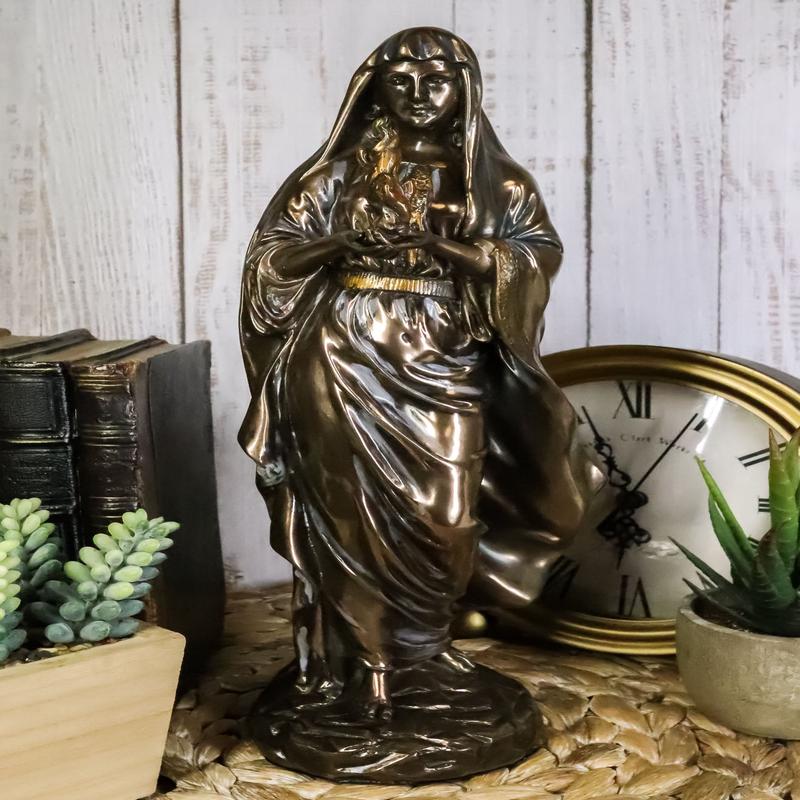 Greek Olympian Veiled Goddess Hestia Igniting Fire Statue Deity Of Family Hearth