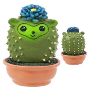 Pokey Cactus Hedgehog In A Pot Figurine Whimsical Fairy Garden Succulent Decor