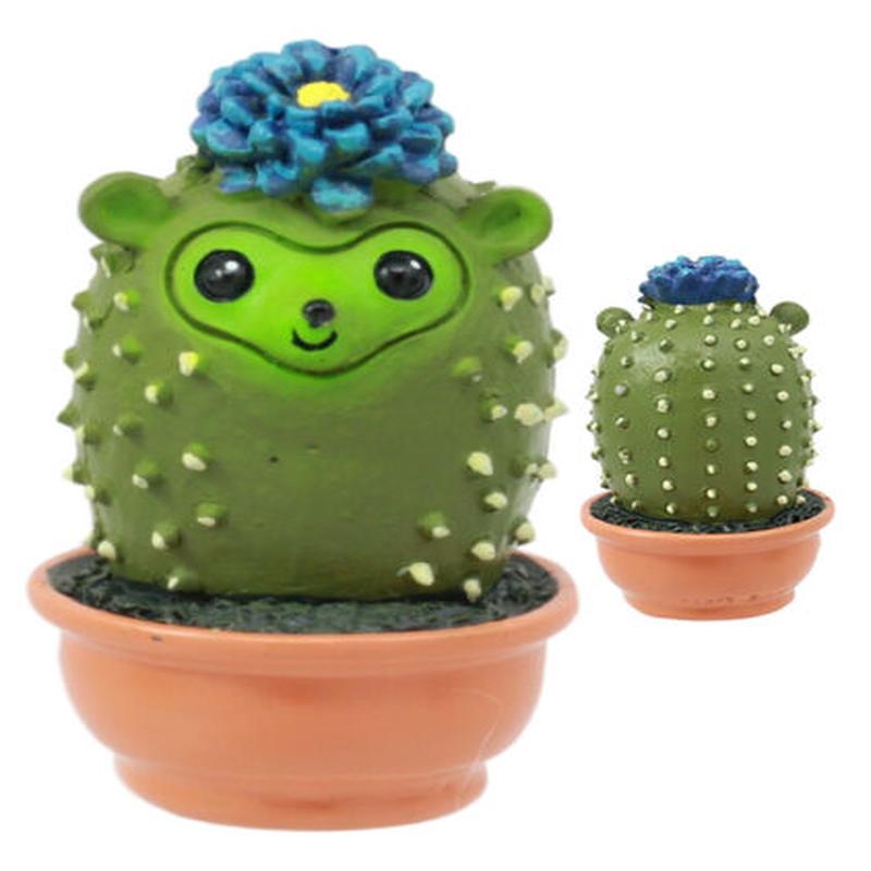 Pokey Cactus Hedgehog In A Pot Figurine Whimsical Fairy Garden Succulent Decor