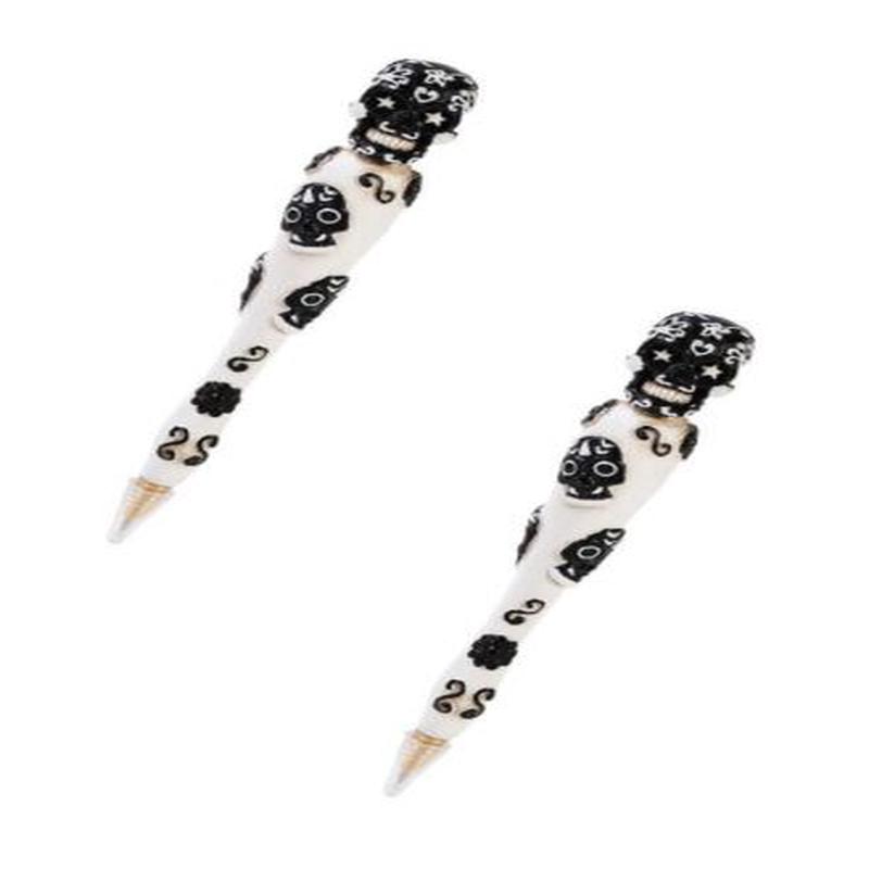 Set Of Two Black White Dias De Los Muertos Day Of The Dead Sugar Skull Pen Pens