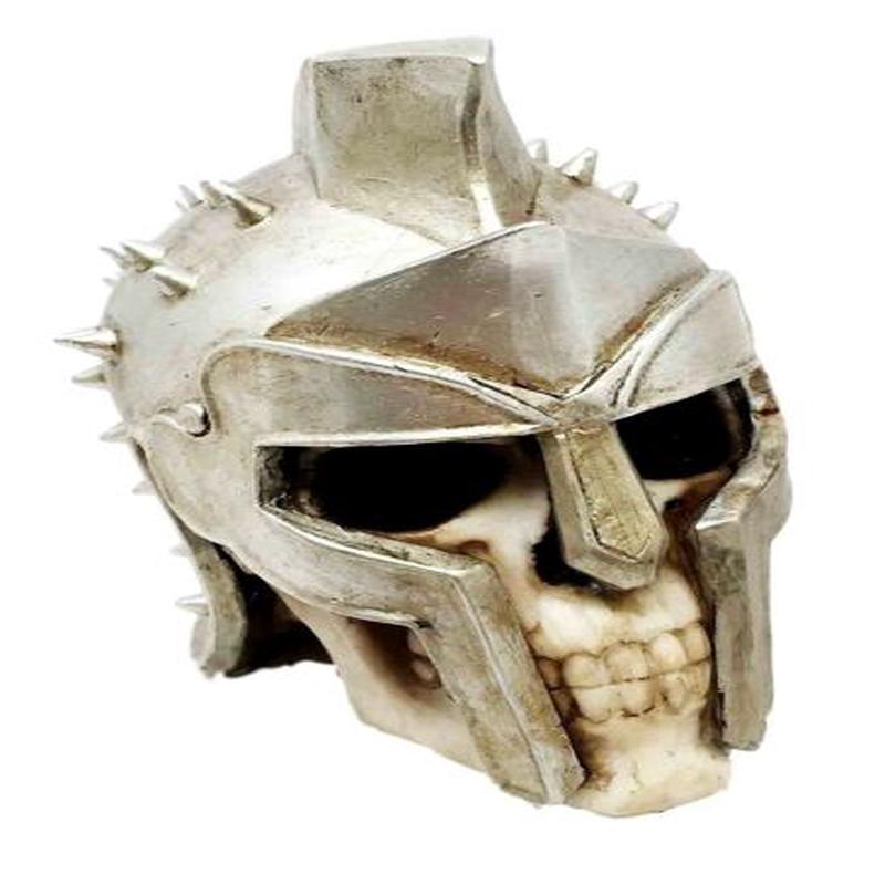 Spiked Spartan Helm Hero Gladiator Maximus Warrior Skull Figurine Sculpture