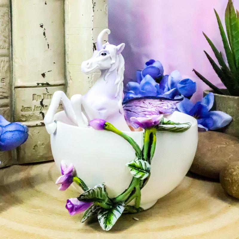 Ebros Amy Brown Spring Iris Winged Unicorn Fairy Coffee Tea Cup Collector Figurine