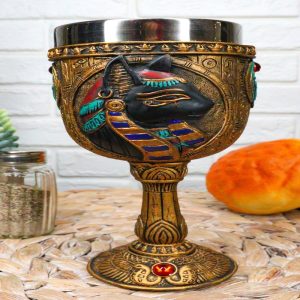 Ebros Ancient Egyptian Women Bastet Cat Wine Goblet 6oz 7"H Decorative Chalice