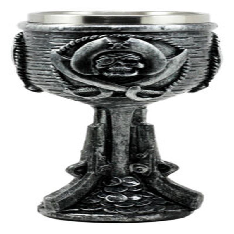 Pirate Captain Hook Skull Wine Goblet Gothic Rum Swig Drink Chalice Cup