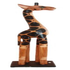 Balikraft Balinese Wood Handicraft Large Spotted Safari Giraffe Figurine 31.5"H