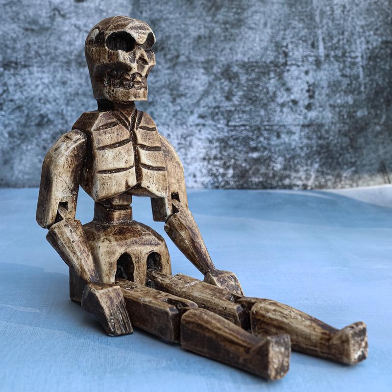 Balinese Wood Handicraft Day Of The Dead Wayang SKeleton Puppet Toy Figurine