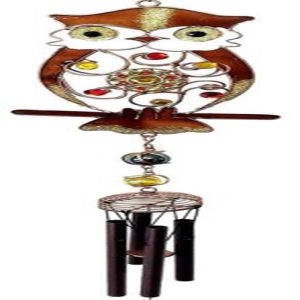 Ebros Whimsical Hoot Owl Resonant Relaxing Copper Wind Chime Garden Patio