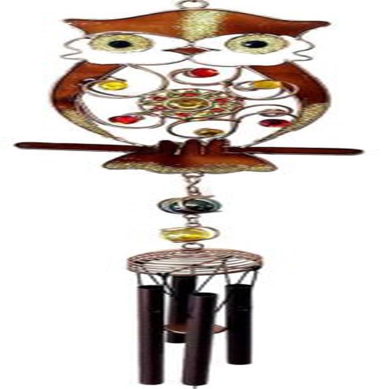Ebros Whimsical Hoot Owl Resonant Relaxing Copper Wind Chime Garden Patio
