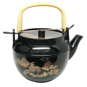 Japanese Winter Tree Art Melamine Tea Pot With Strainer & Flexible Bamboo Handle