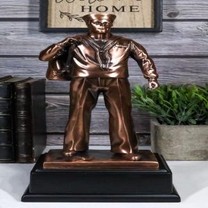 Patriotic Men Of Duty Homecoming Decorated Navy Sailor In Uniform Statue 11.5"H